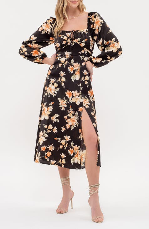 Floral Long Sleeve Midi Dress