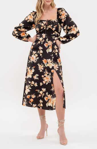 Blu Pepper Floral Long Sleeve Midi Dress