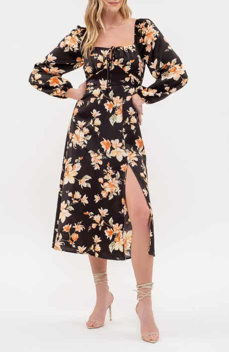 Blu Pepper Floral Long Sleeve Midi Dress
