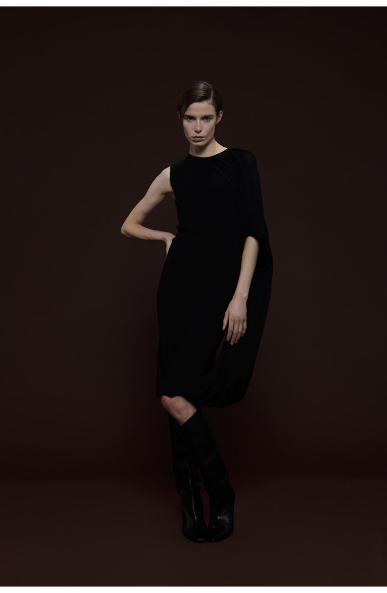 Leem Asymmetric Shoulder Hoop Knit Dress, Alternate, color, Black