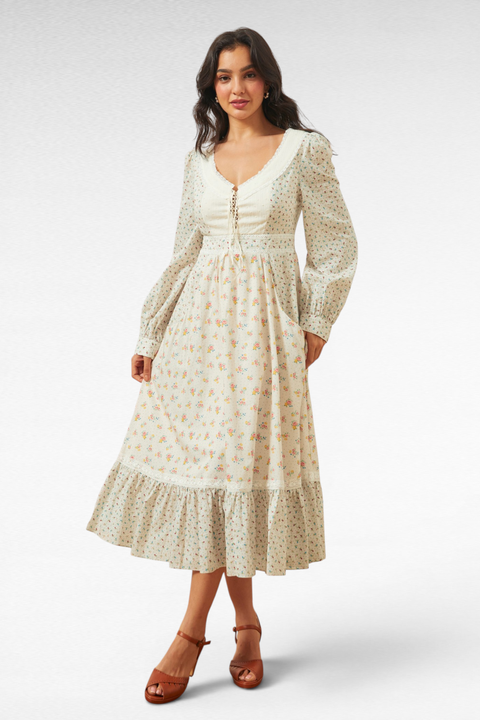Rose Lace-Up Midi Dress, ModCloth x Gunne Sax