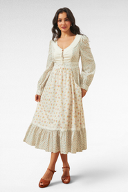 ModCloth Rose Lace-Up Midi Dress