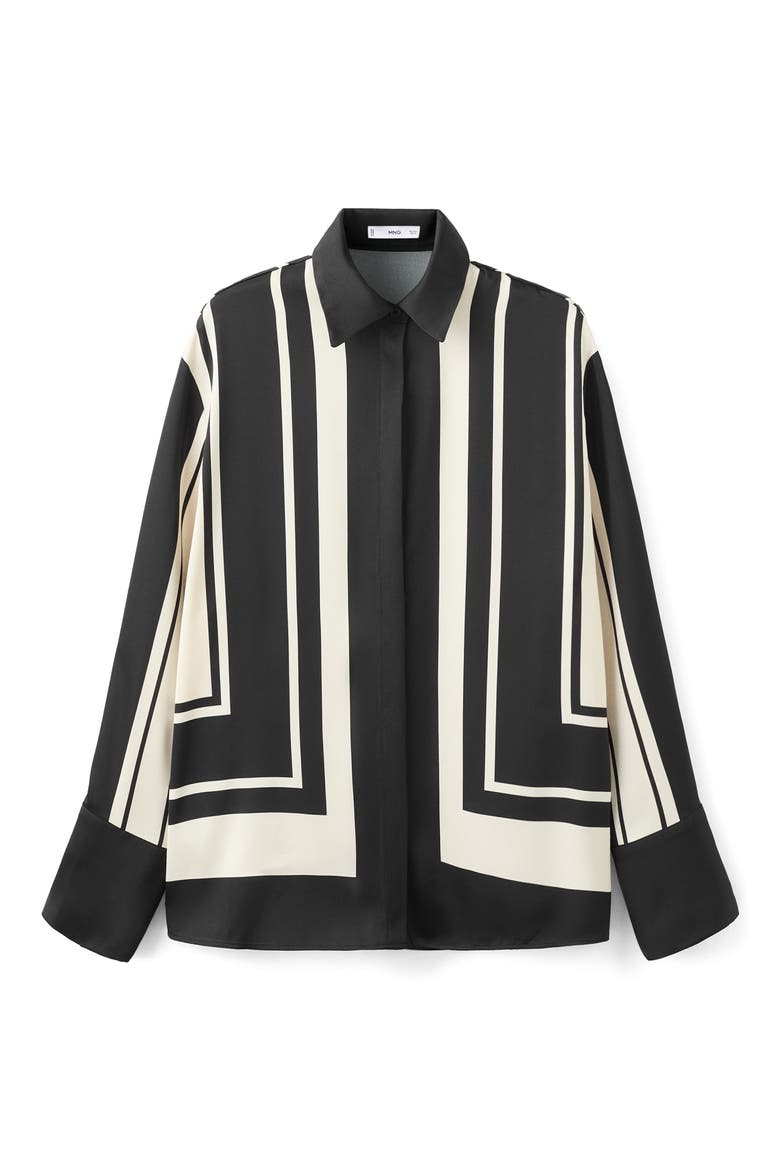 Stripe Satin Button-Up Shirt, Alternate, color, BLACK