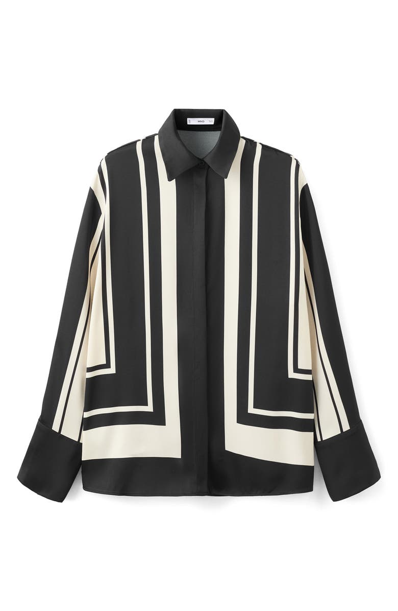 MANGO Stripe Satin Button-Up Shirt, Alternate, color, 