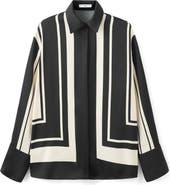 MANGO Stripe Satin Button-Up Shirt