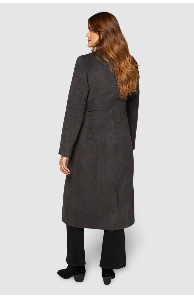 Wallis Double Breasted Tab Detail Funnel Coat, Alternate, color, Dark Grey