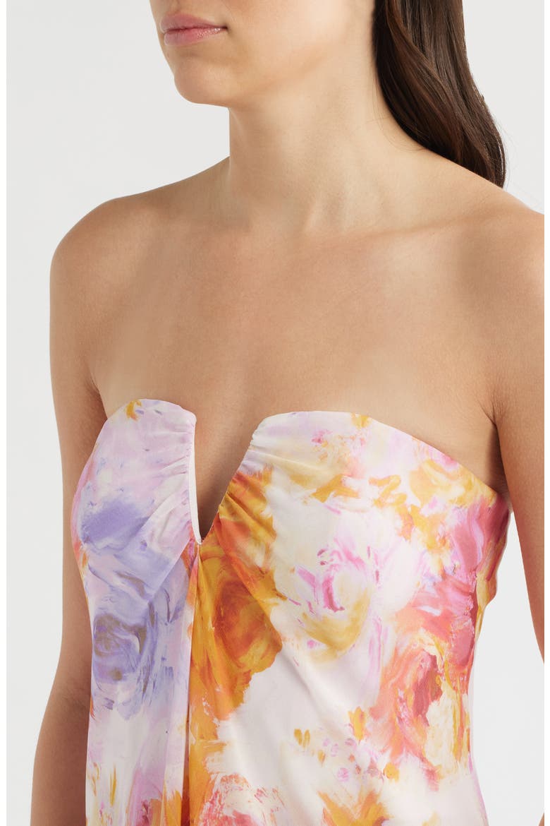 The Emerson Floral Strapless Dress, Alternate, color, BARELY PEACH