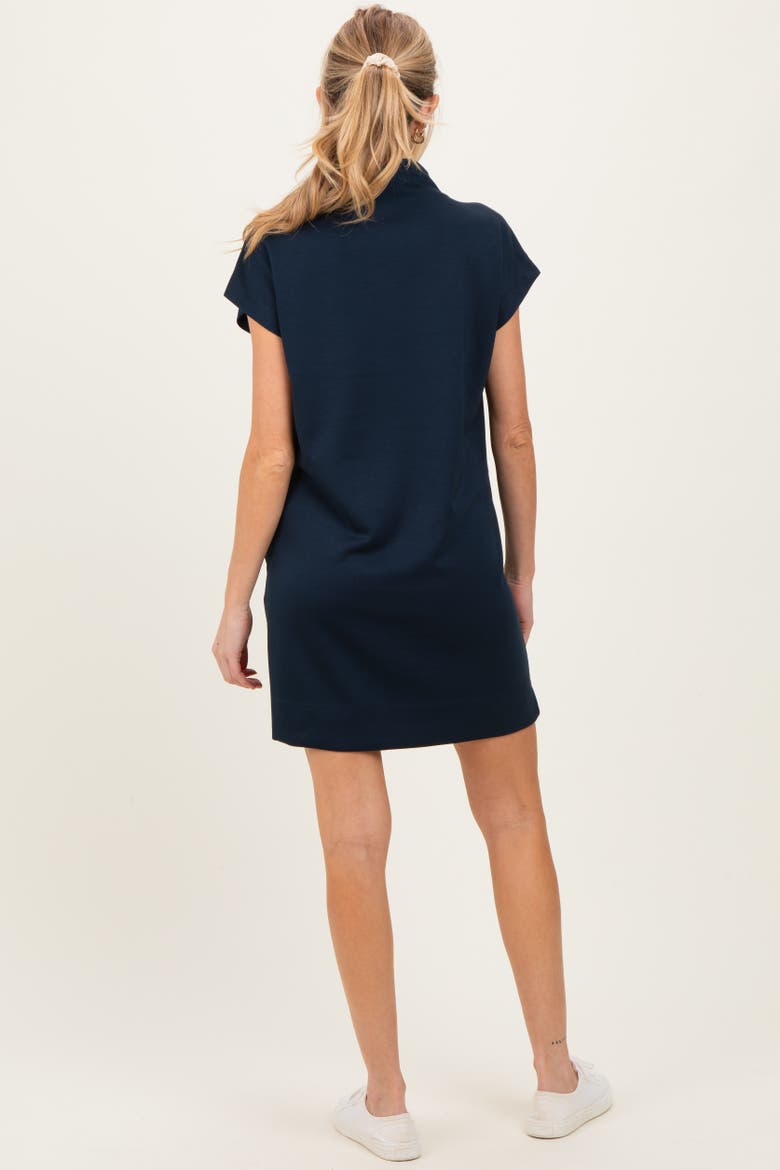 Mock Neck Mini Dress, Alternate, color, Navy Blue