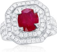 SOUZANA by Suzy Levian 14K Gold Ruby & Diamond Double Halo Ring