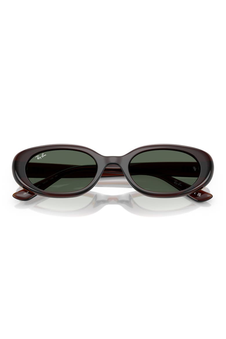 53mm Pillow Oval Sunglasses, Alternate, color, TRANSPARENT BROWN / DARK GREEN