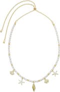 Adornia 14K Gold Plated Faux Pearl Shell Charm Necklace