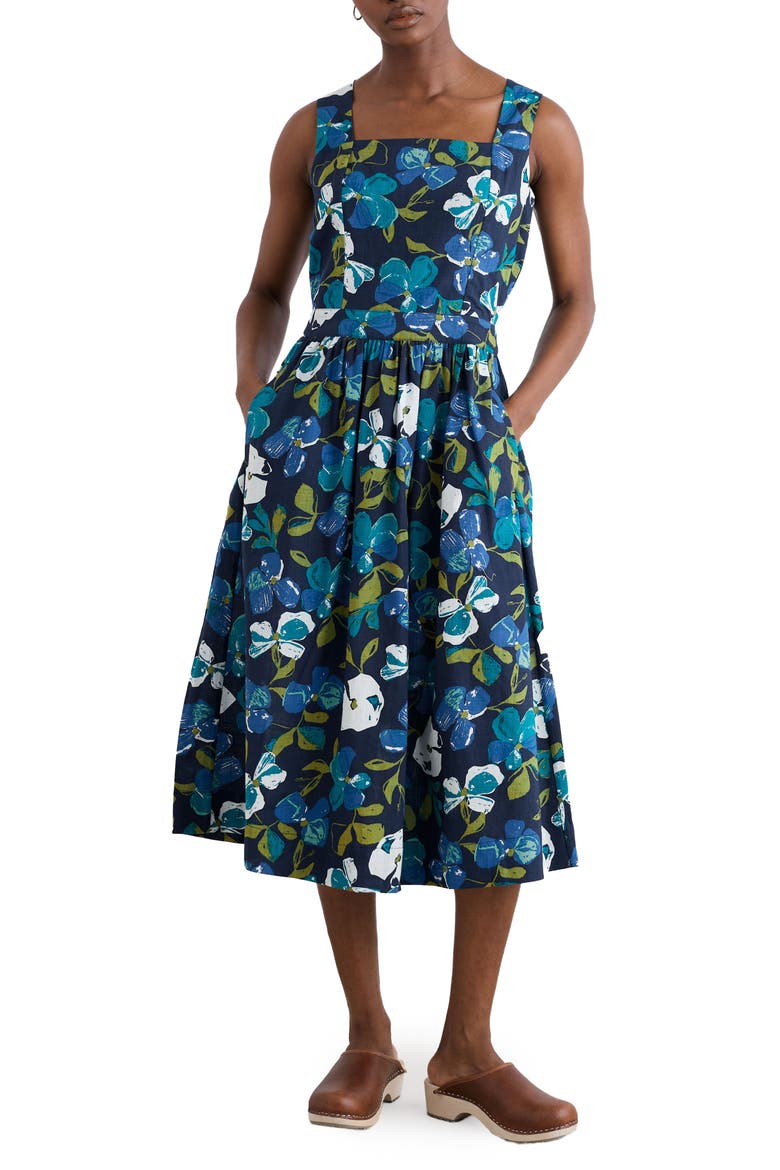 Shearwater Organic Cotton Midi Sundress, Main, color, LAMORNA BLOOM MARITIME