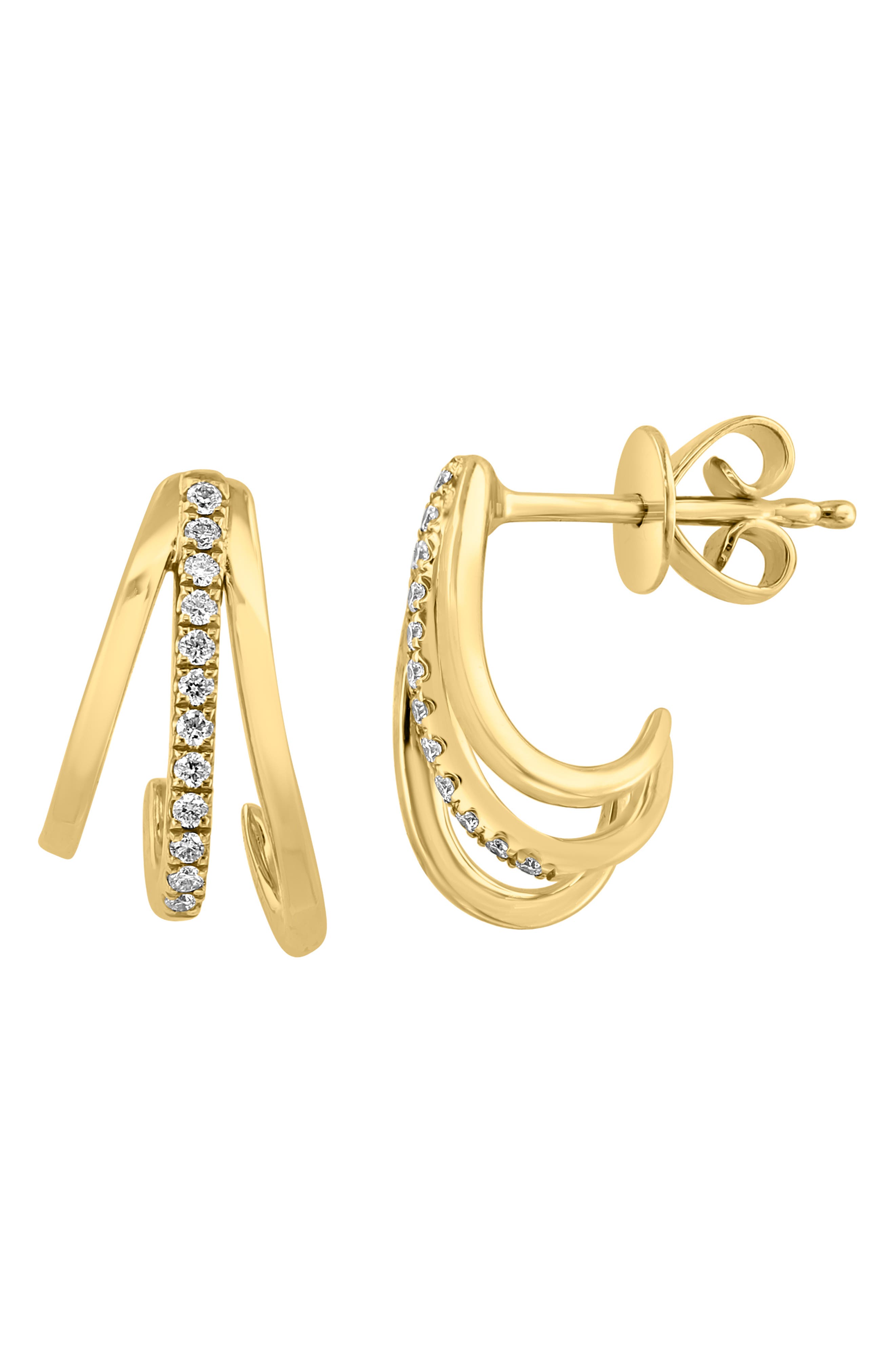 EFFY Diamond Triple Link Hoop Earrings
