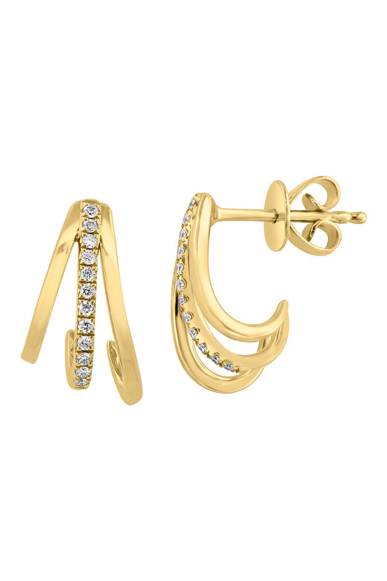 Diamond Triple Link Hoop Earrings, Main, color, GOLD