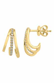 EFFY Diamond Triple Link Hoop Earrings