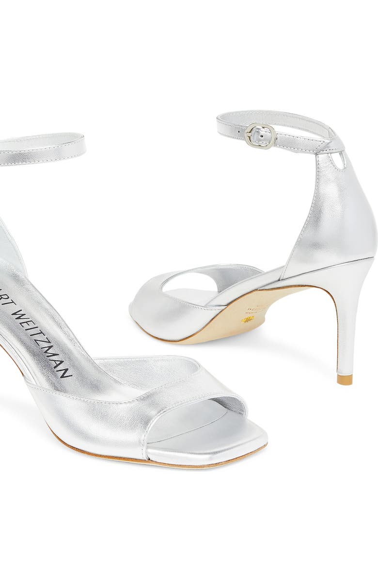 Stuart Weitzman Nudista Ankle Strap Sandal, Alternate, color, Silver