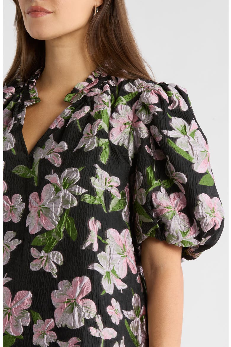 Elsinore Floral Jacquard Top, Alternate, color, BLACK-PINK