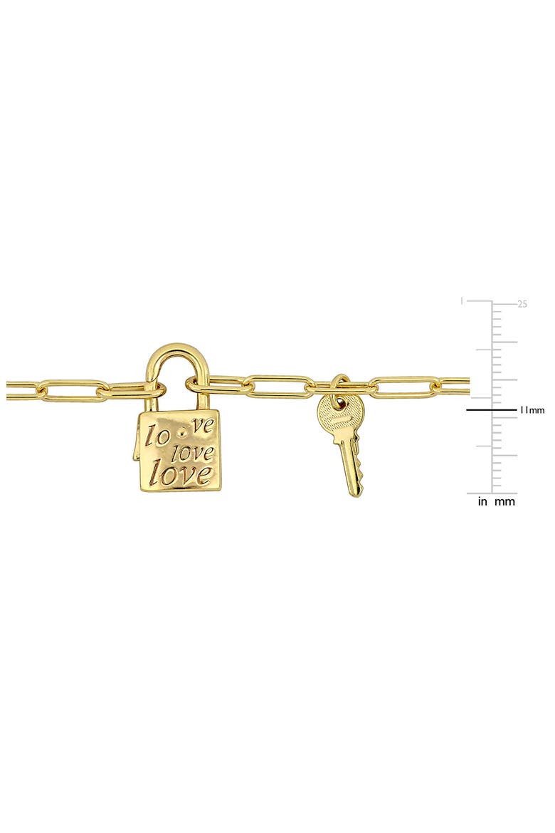 Lock & Key Love Paperclip Link Bracelet, Alternate, color, GOLD