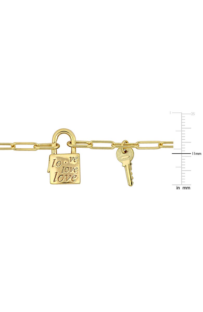 DELMAR Lock & Key Love Paperclip Link Bracelet, Alternate, color, Gold