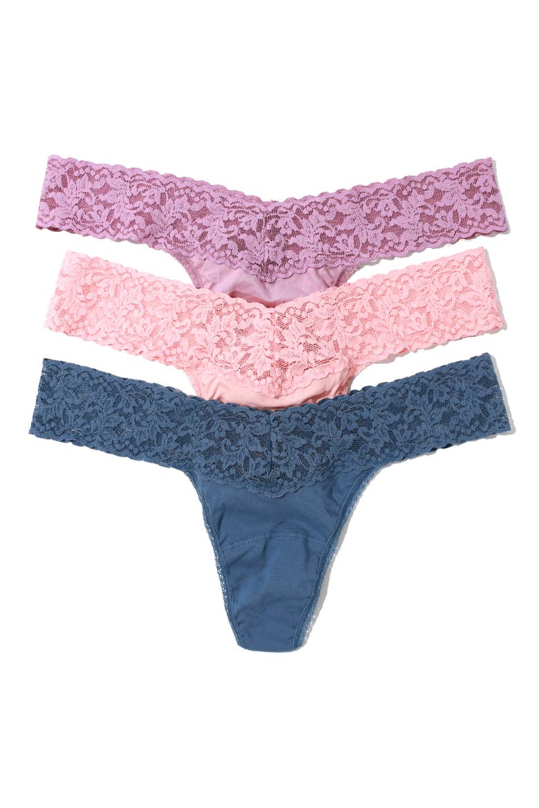 Holiday Assorted 3-Pack Low Rise Cotton Thongs, Alternate, color, LAVENDAR/ PINK/ BLUE