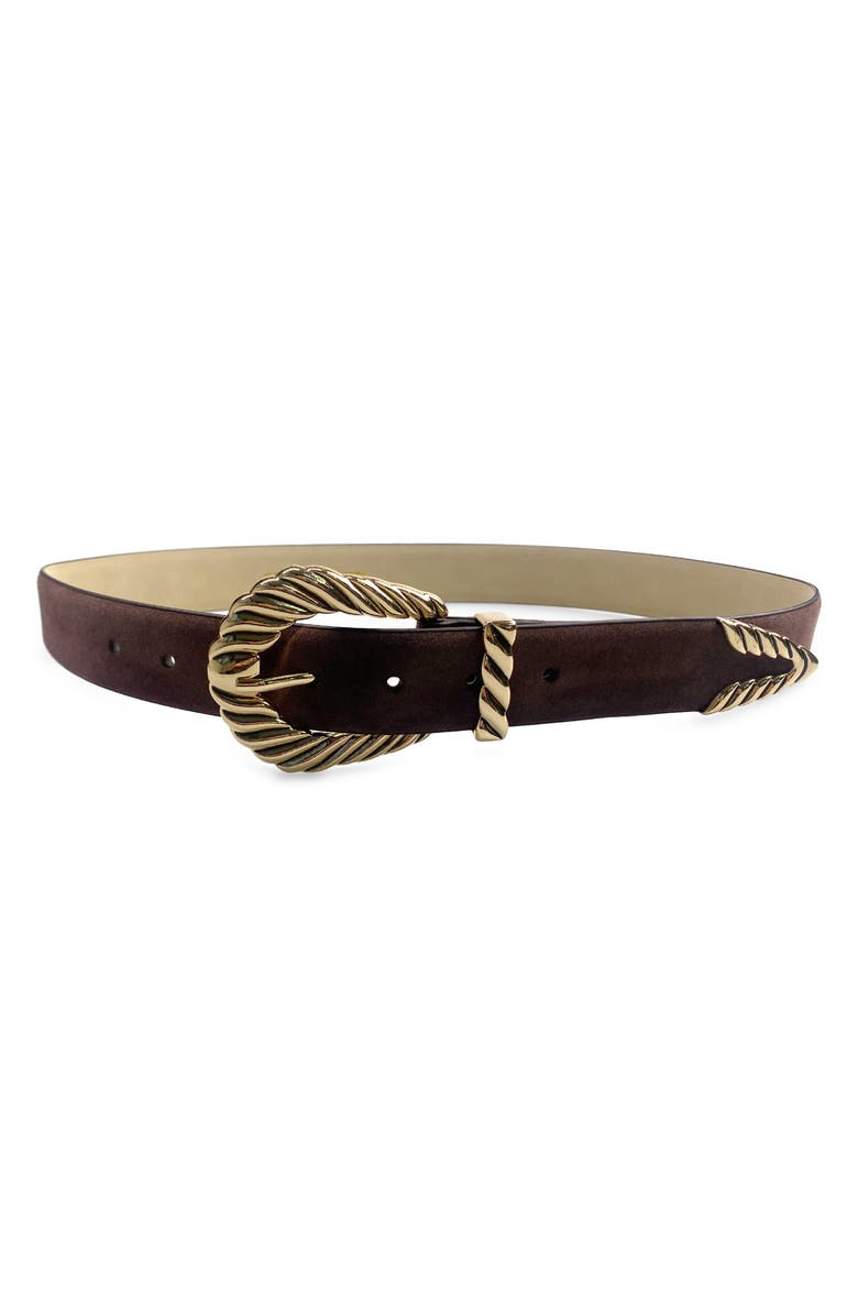 Petit Moments Modern Rodeo Faux Leather Belt, Main, color, Mocha Suede/ Gold
