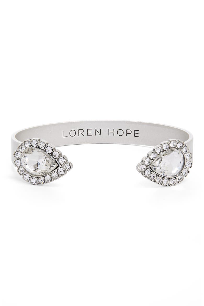 'Sarra' Crystal Cuff, Main, color, SILVER / CRYSTAL