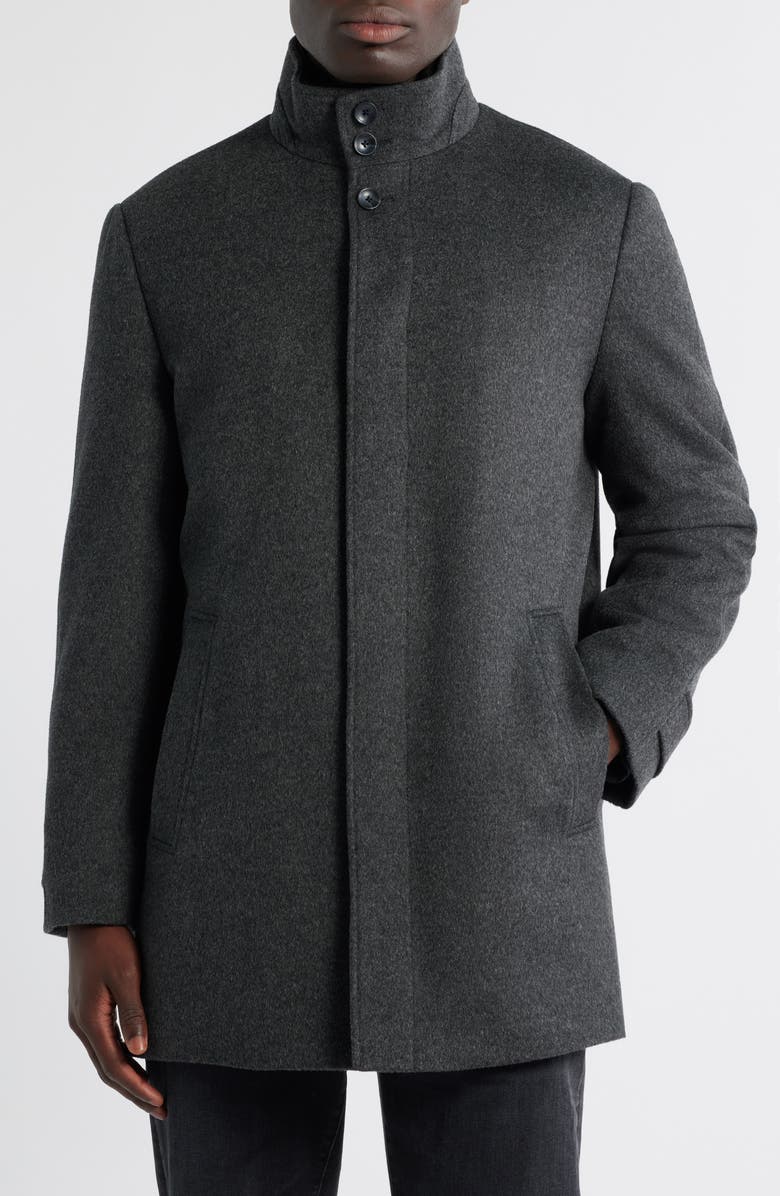 Nordstrom Hudson Bib Insert Wool Car Coat, Alternate, color, Grey Charcoal Heather