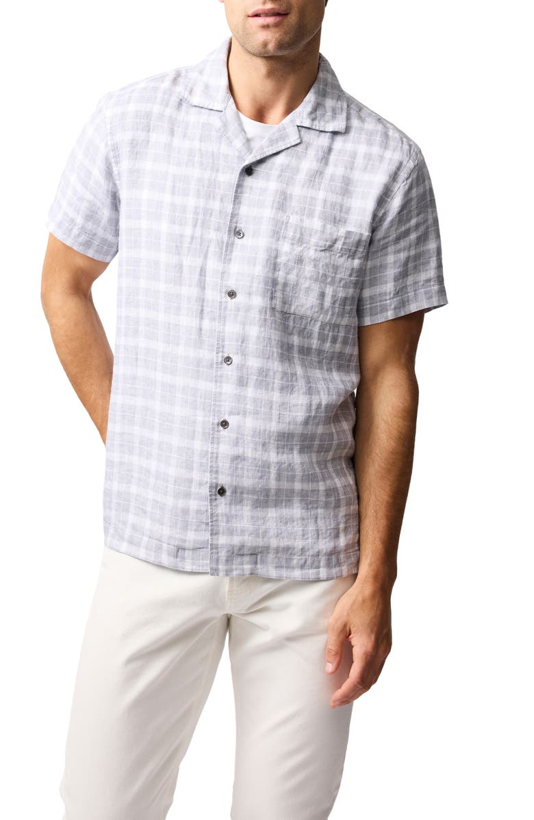Rodd & Gunn McLaren Park Check Short Sleeve Linen Button-Up Shirt, Main, color, Dusk