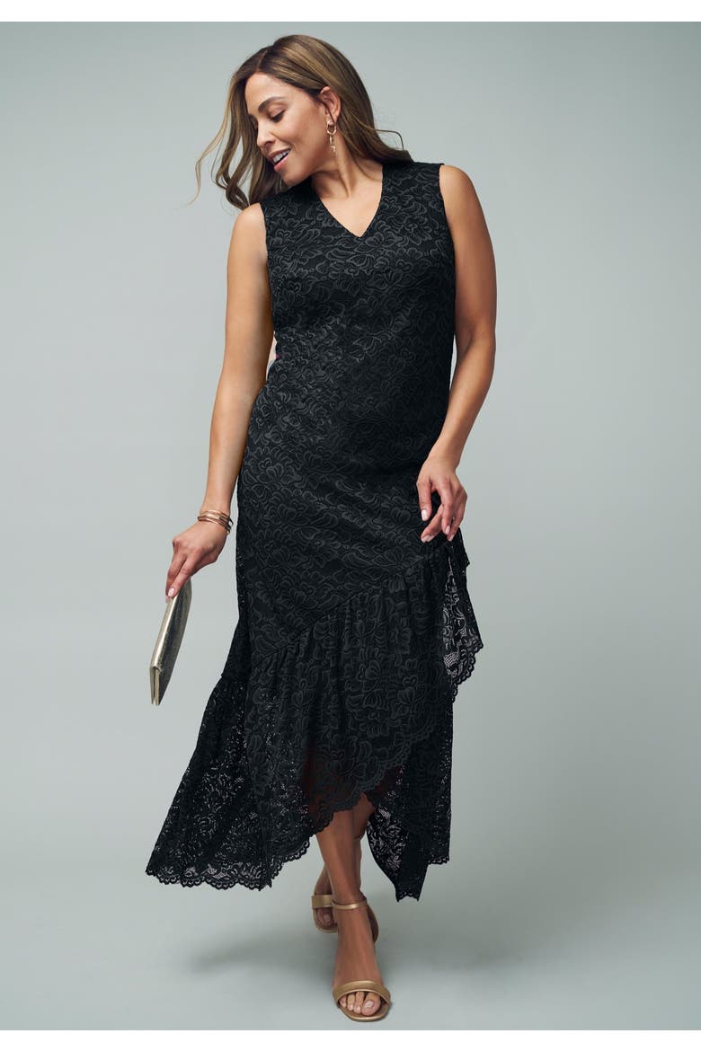 2-Piece Lace Tulip Jacket Dress, Alternate, color, BLACK
