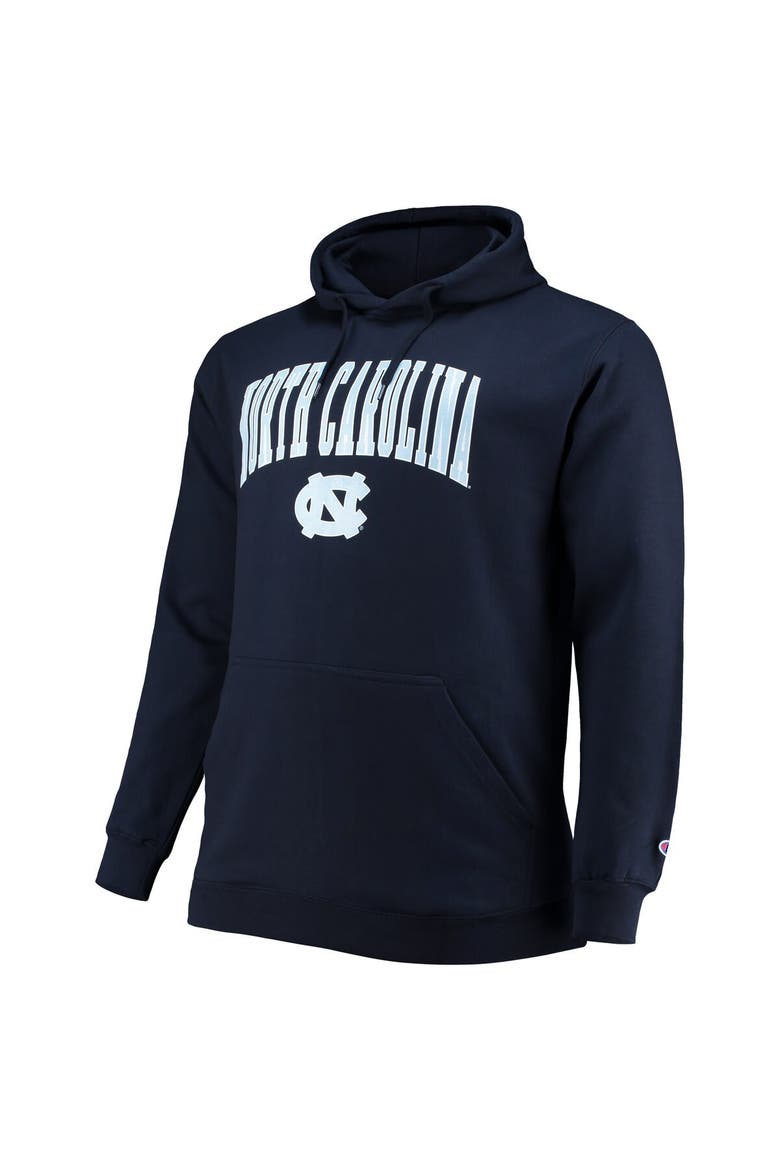 Men's Champion Navy North Carolina Tar Heels Big & Tall Arch Over Logo Powerblend Pullover Hoodie, Alternate, color, Navy