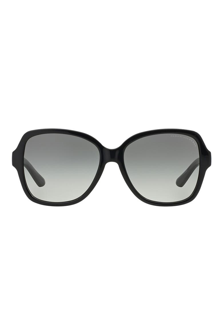 57mm Gradient Square Sunglasses, Main, color, BLACK
