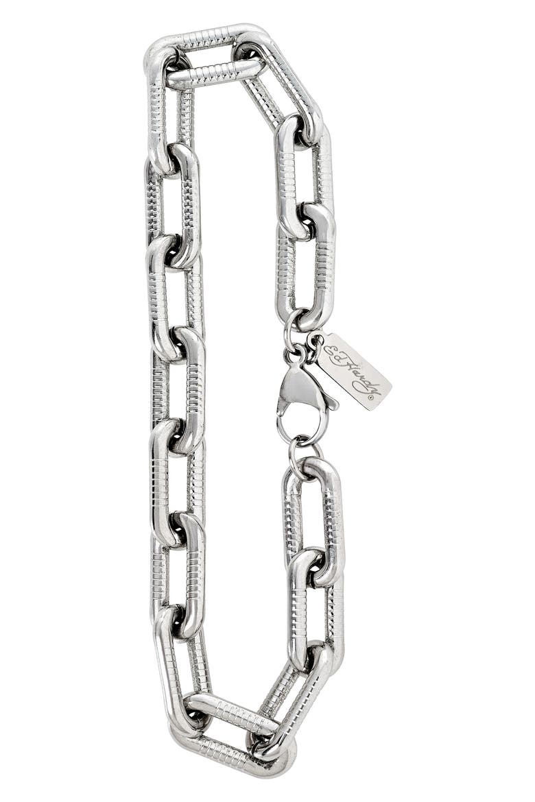 Men's Rectangle Link Bracelet, Alternate, color, SILVER