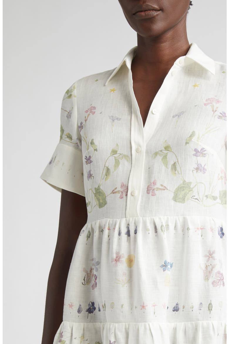Short Sleeve Linen Shirtdress, Alternate, color, BOTANICAL GARDEN WHITE