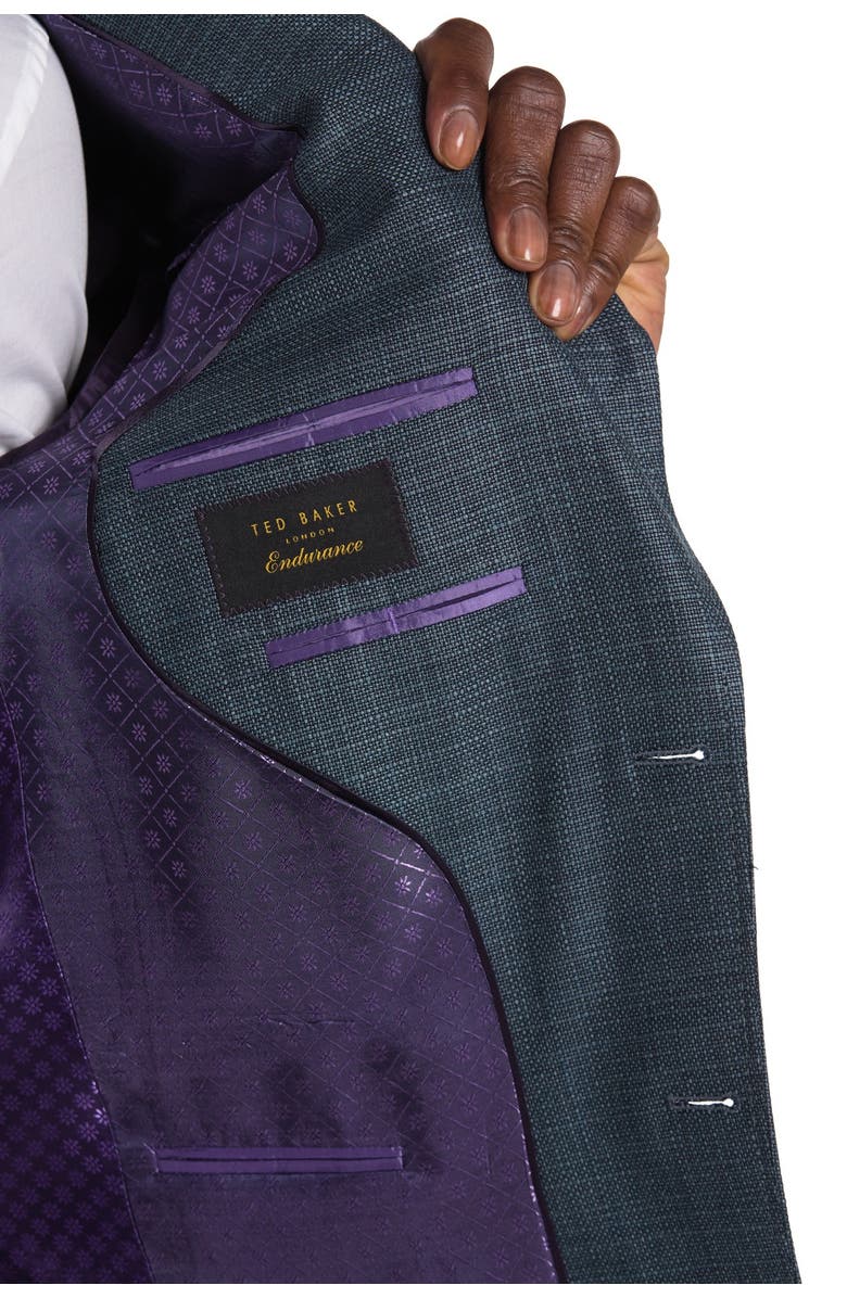 Ted Baker London Jarrett Teal Crosshatch Two-Button Notch Lapel Slim Fit Wool Sport Coat, Alternate, color,