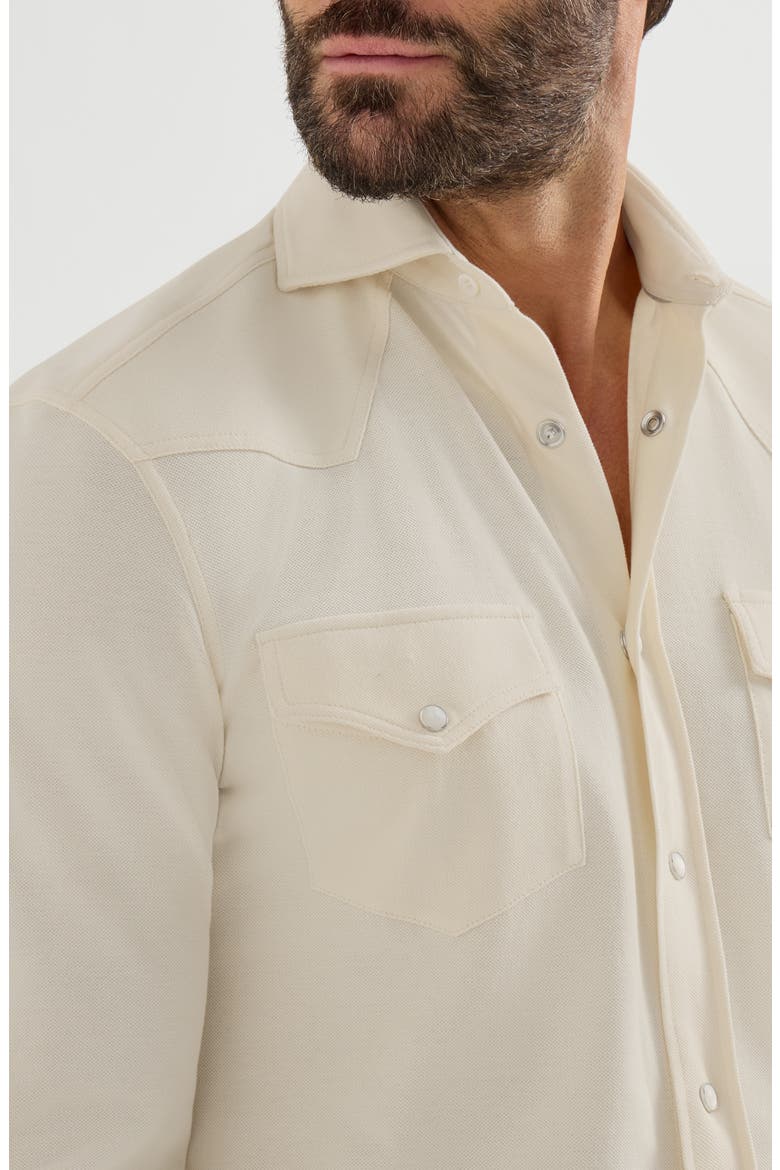 Cotton piqué Western shirt, Alternate, color, Ginger