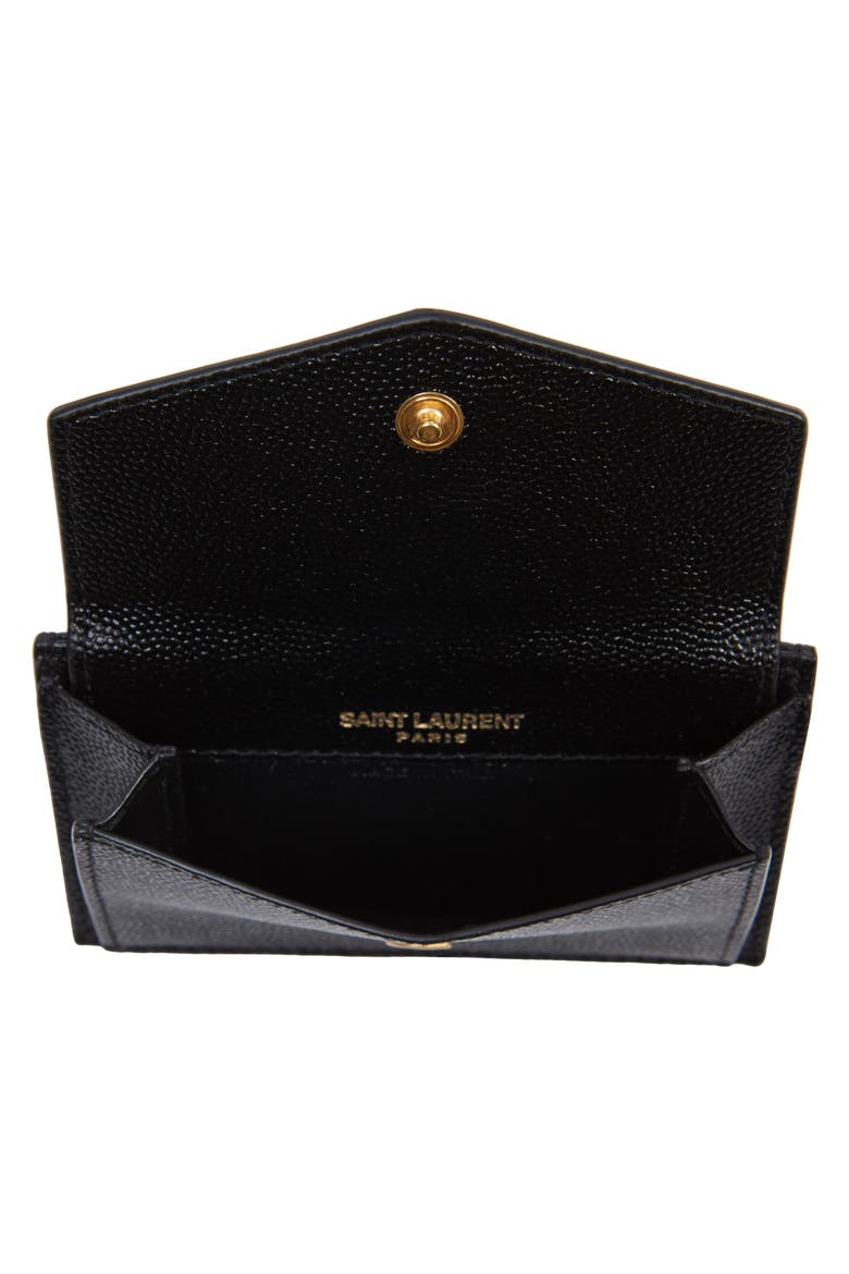 Uptown Pebbled Leather Flap Card Case, Alternate, color, NOIR