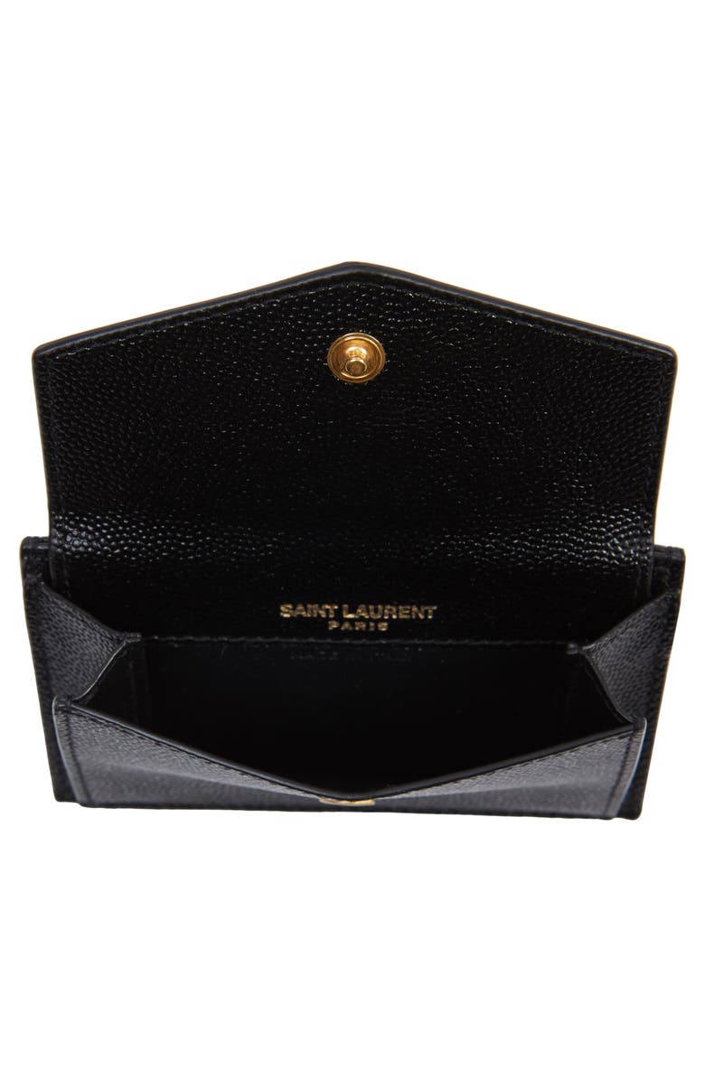 Saint Laurent Uptown Pebbled Leather Flap Card Case, Alternate, color,