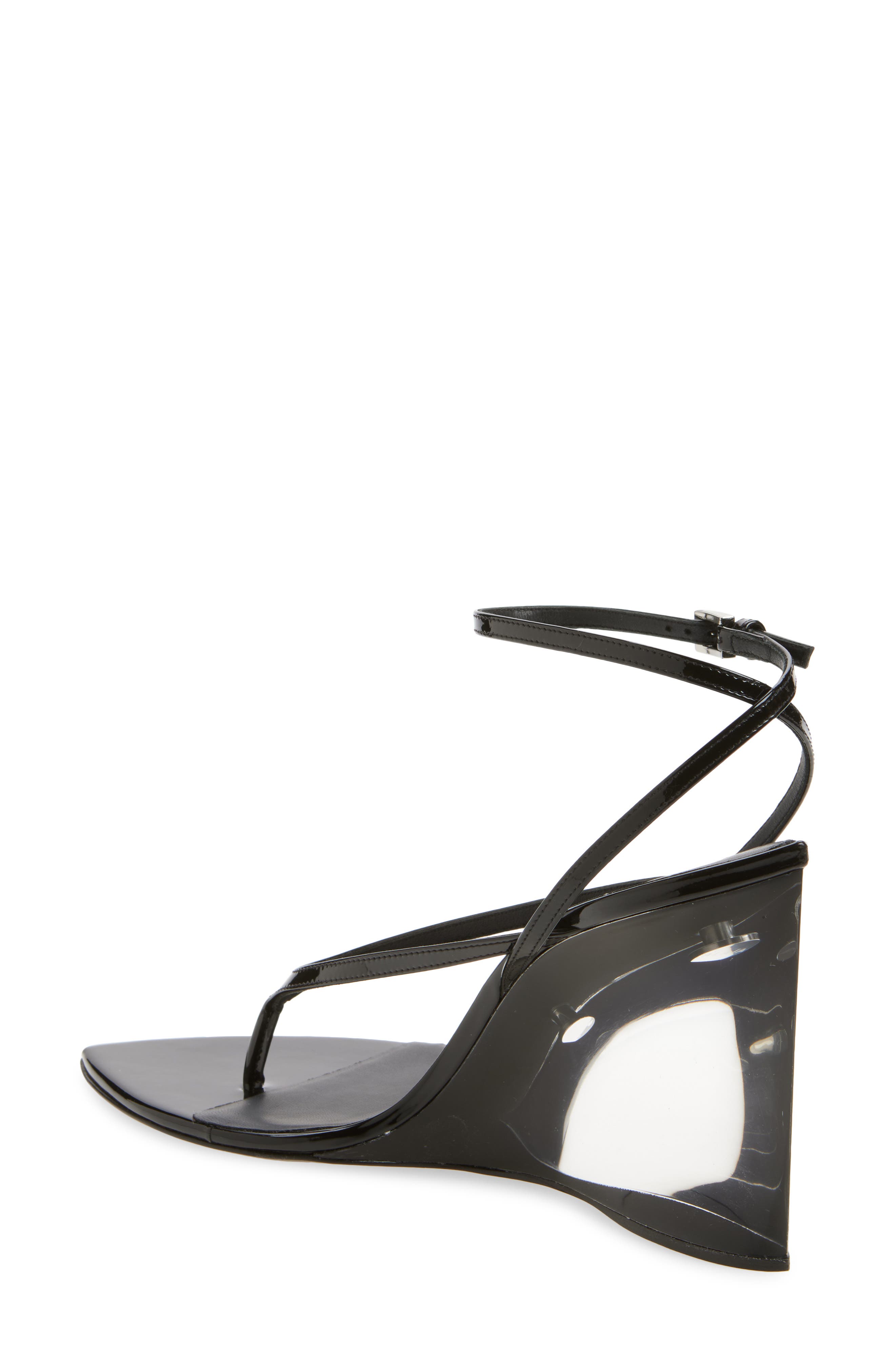 Alaïa Invisible Wedge Ankle Strap Sandal, Alternate, color, Noir