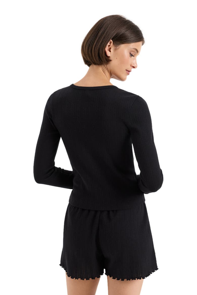 Organic Cotton Pointelle Long Sleeve Tee, Alternate, color, Black
