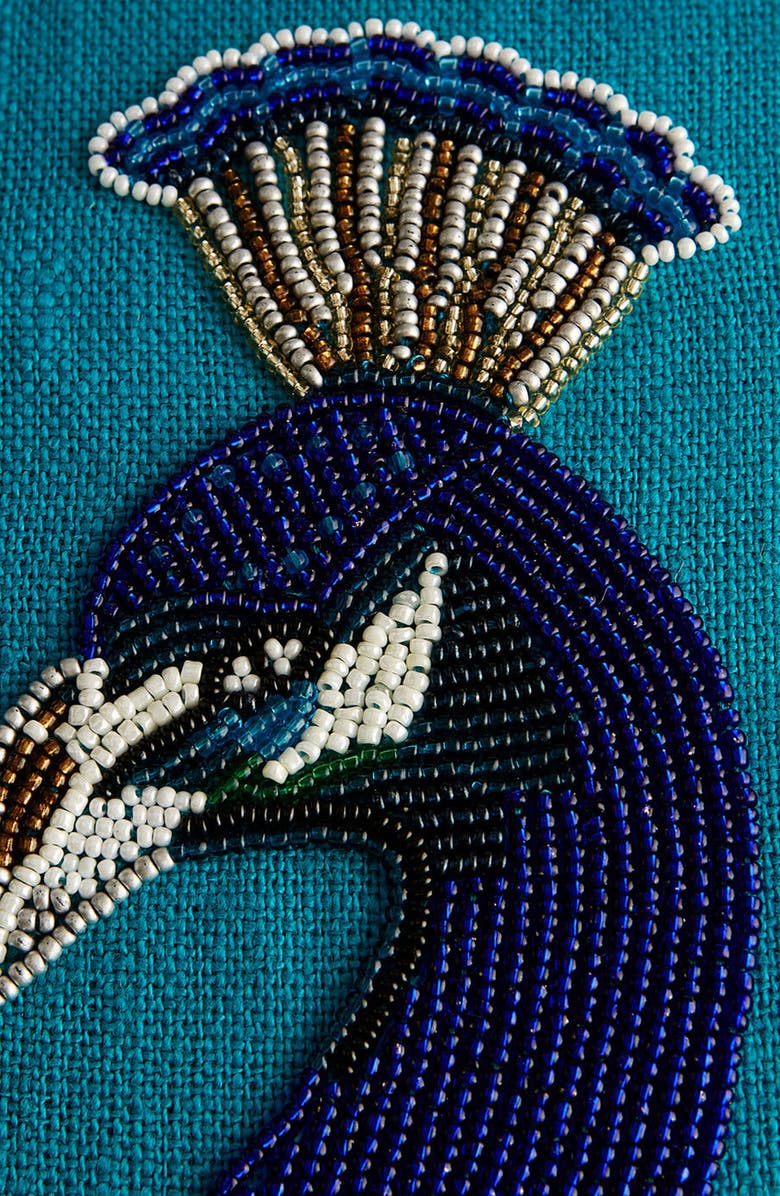 Jonathan Adler Peacock Beaded Pillow, Alternate, color, Teal