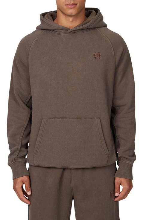 Ribbed Emblem Pullover Hoodie