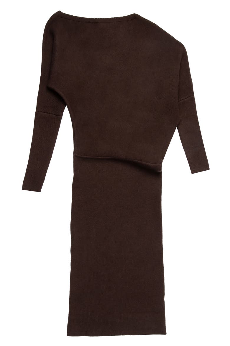 Elijah One-Shoulder Long Sleeve Midi Sweater Dress, Main, color, CACAO