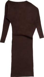 DELUC Elijah One-Shoulder Long Sleeve Midi Sweater Dress