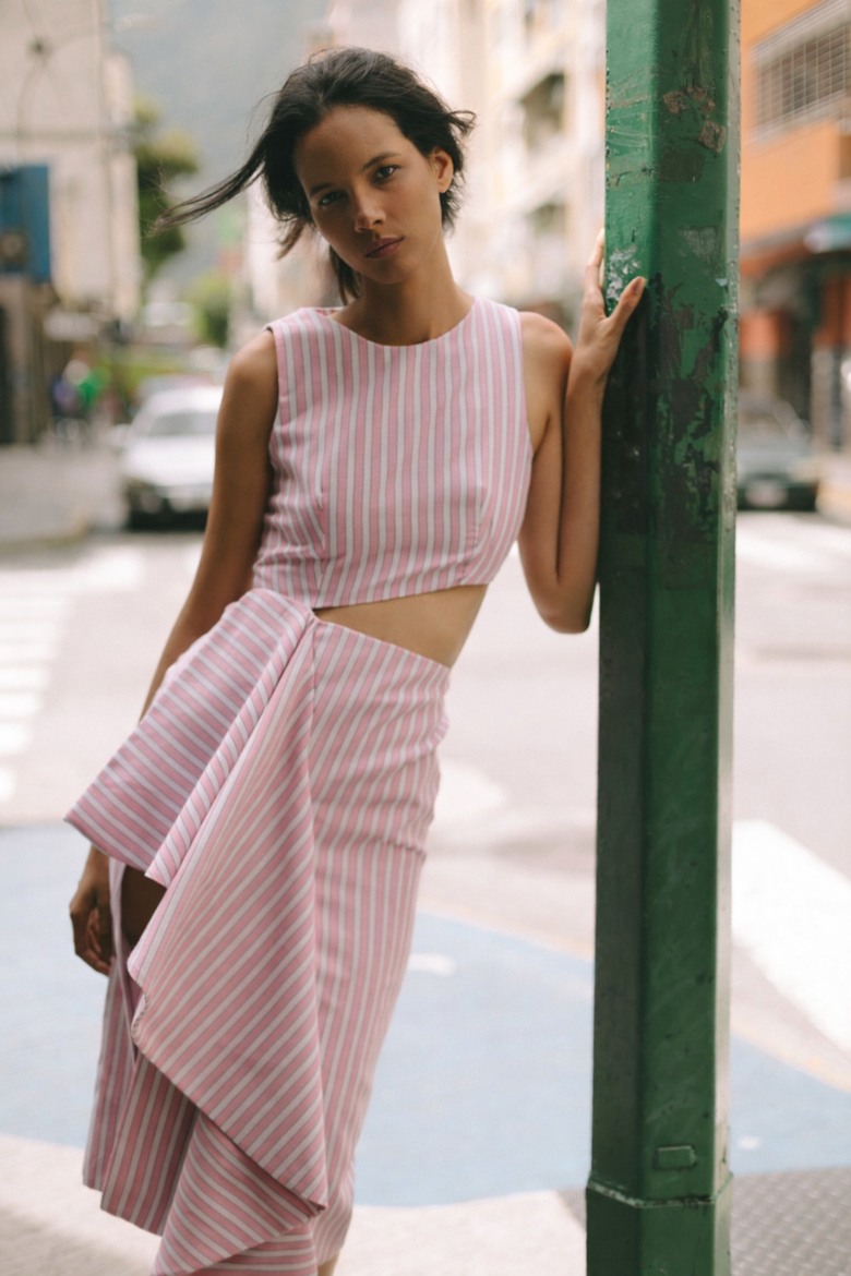 Avenue Dress, Alternate, color, White and Pink Stripes