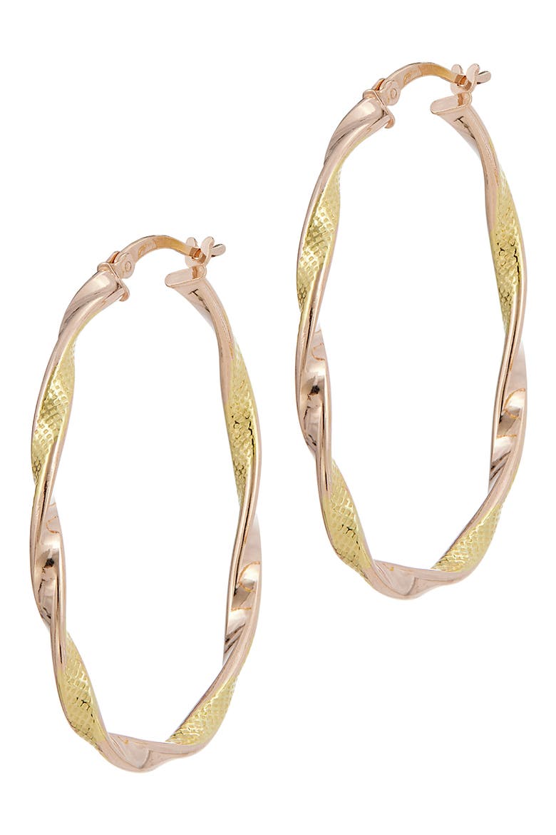 Textured Twist Hoop Earrings, Main, color, ROSE