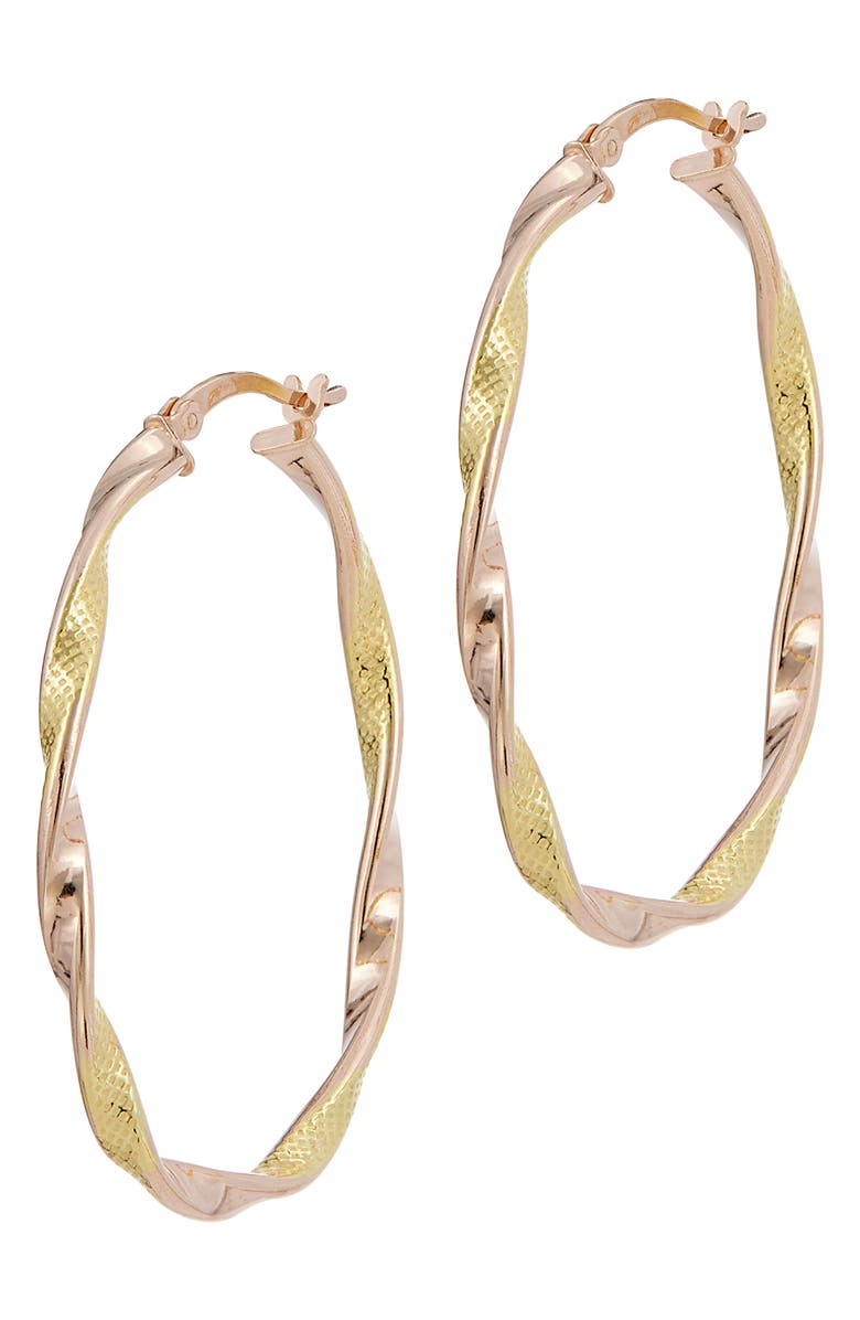 SAVVY CIE JEWELS Textured Twist Hoop Earrings, Main, color,