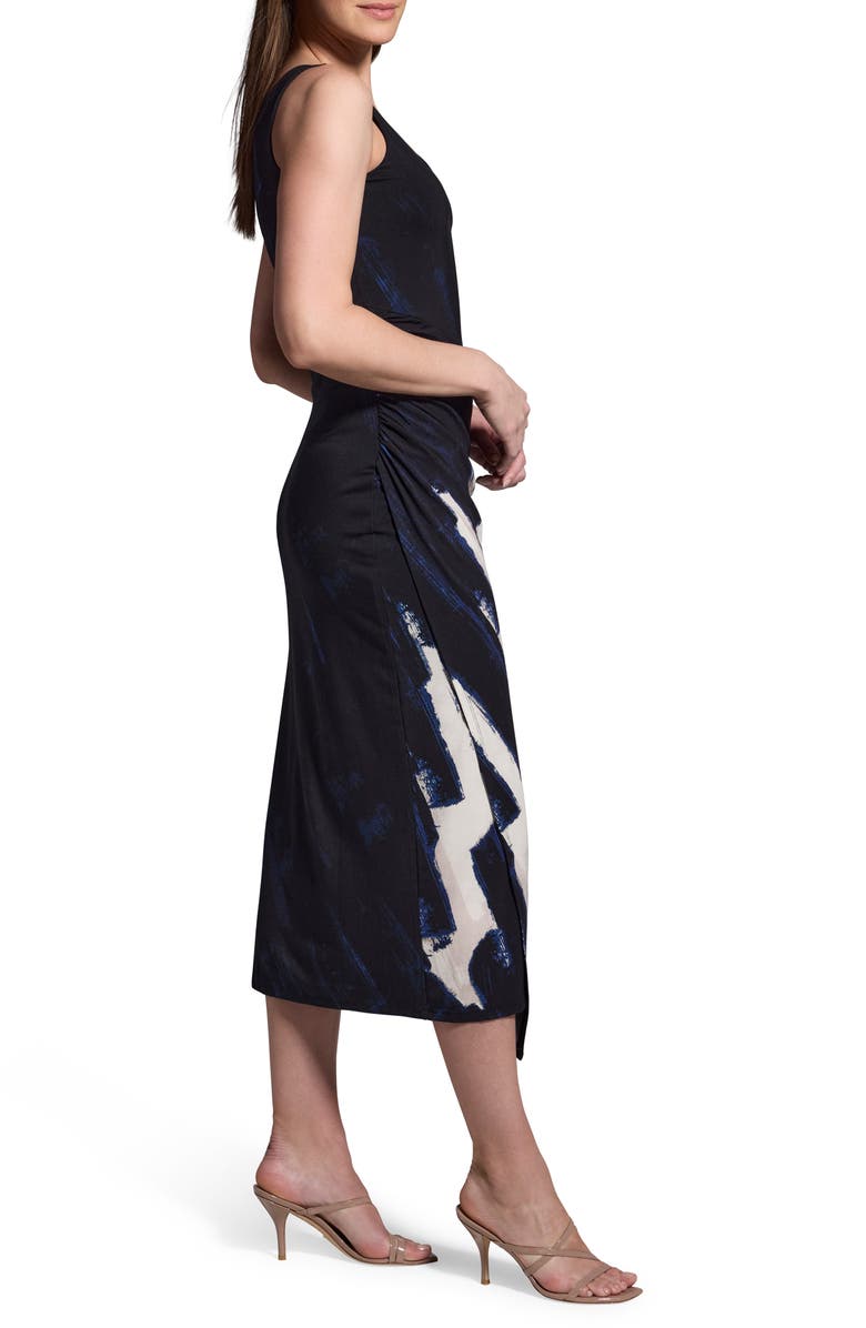 NIC+ZOE Asymmetric Ruched Sleeveless Maxi Dress, Alternate, color, Black Multi