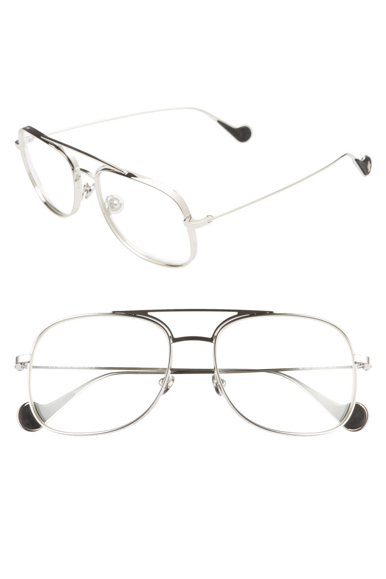 57mm Optical Glasses, Main, color, SHINY PALLADIUM/ CLEAR