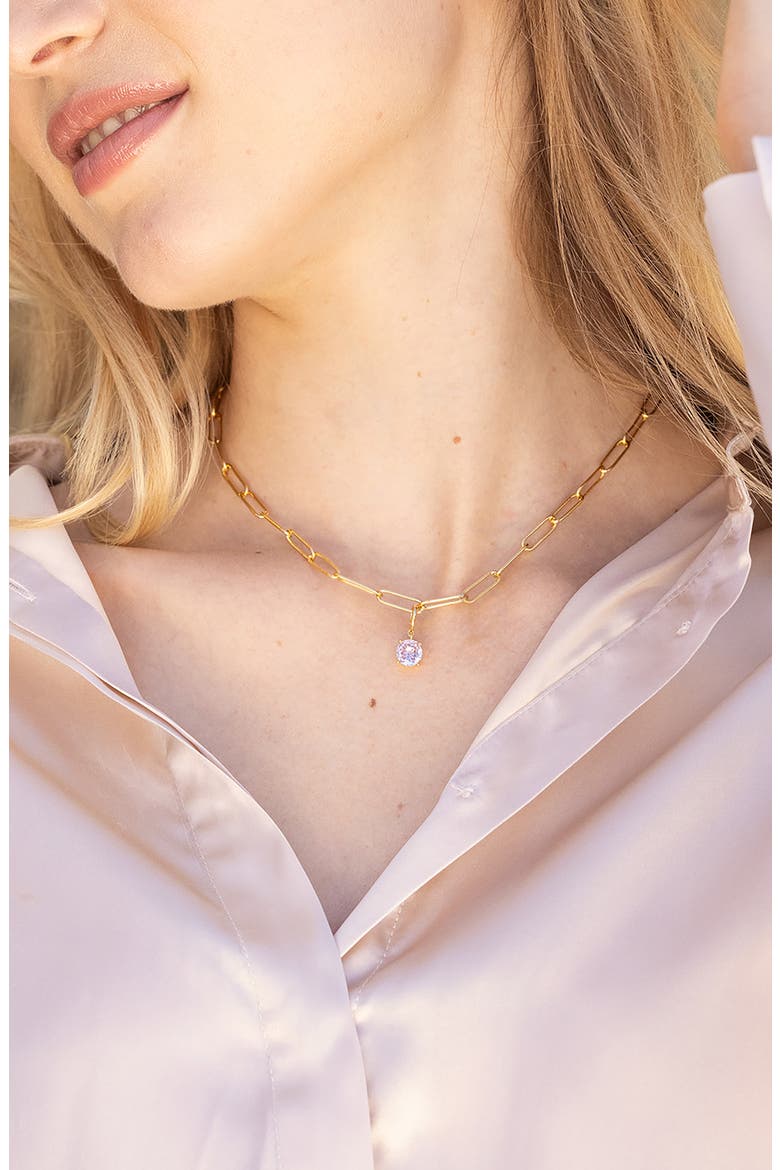Melrose Birthstone Pendant Paper Clip Chain Necklace, Alternate, color, GOLD
