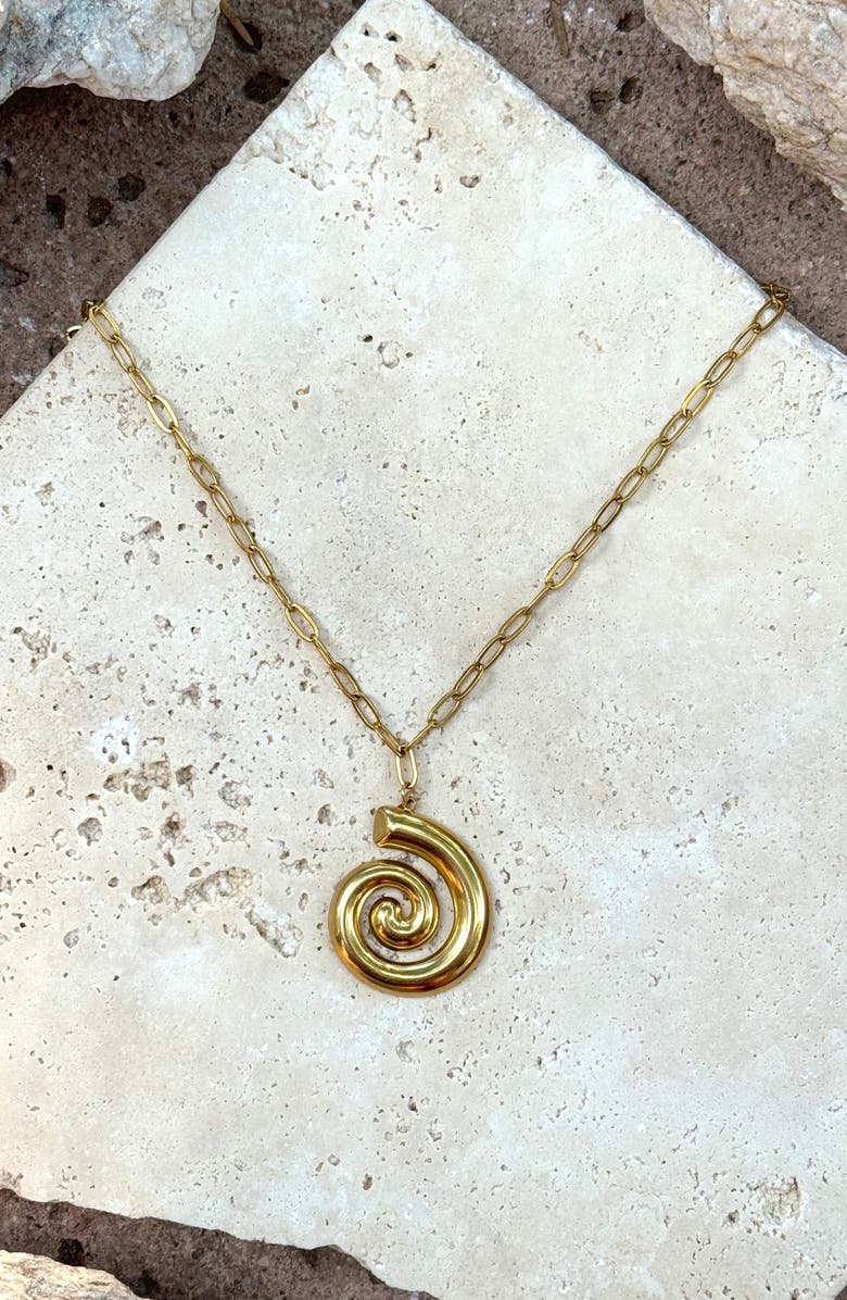 Adornia Swirl Pendant Necklace, Alternate, color, Gold